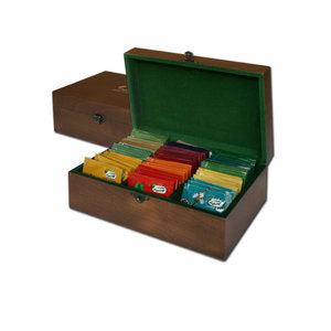 صندوق شاي أعشاب خشبي كلاسيكي، 60 كيس شاي. صندوق شاي أعشاب خشبي كلاسيكي، 60 كيس شاي.